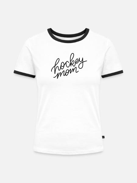 Hockey Mom Script Logo - Frauen Kontrast-T-Shirt - Weiß/Schwarz