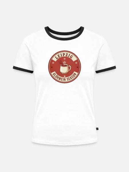Leipzig Gluhwein Saison - Frauen Kontrast-T-Shirt - Weiß/Schwarz