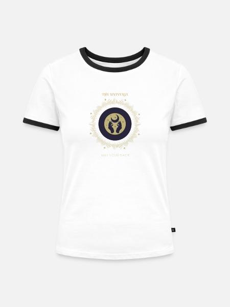 The_Universe_has_yor_back - Frauen Kontrast-T-Shirt - Weiß/Schwarz
