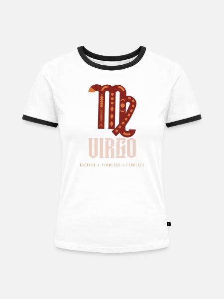 Jungfrau - Frauen Kontrast-T-Shirt - Weiß/Schwarz