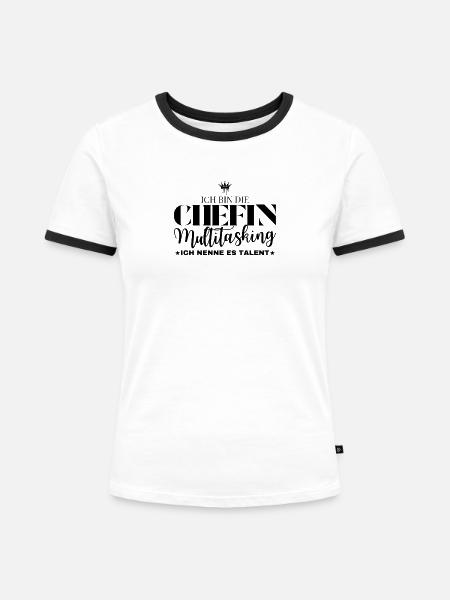 Multitasking Chefin Spruch - Frauen Kontrast-T-Shirt - Weiß/Schwarz