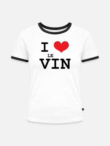 Ich liebe Wein / Alkohol - Frauen Kontrast-T-Shirt - Weiß/Schwarz