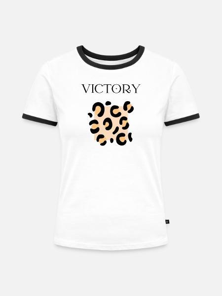 Sieg - Frauen Kontrast-T-Shirt - Weiß/Schwarz