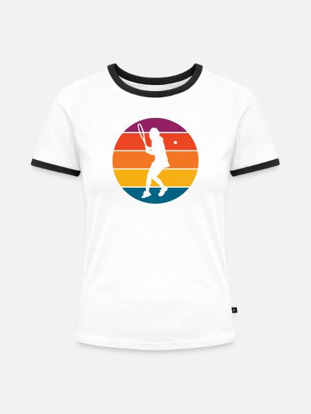 Tennis - Frauen Kontrast-T-Shirt - Weiß/Schwarz