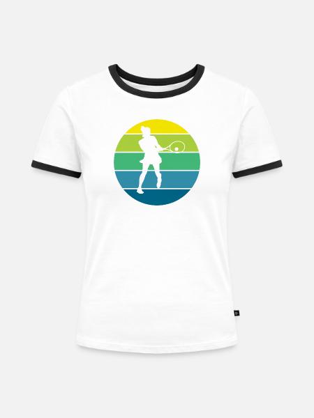 Tennis - Frauen Kontrast-T-Shirt - Weiß/Schwarz