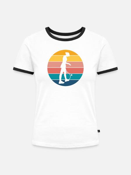 Tennis - Frauen Kontrast-T-Shirt - Weiß/Schwarz