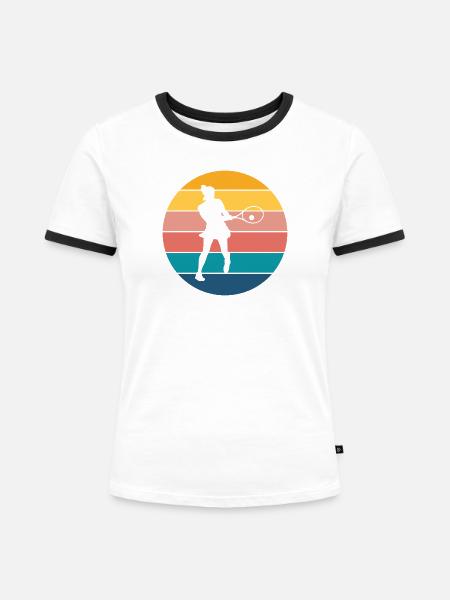 Tennis - Frauen Kontrast-T-Shirt - Weiß/Schwarz