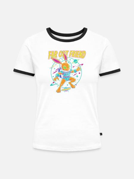 Far Out Bunny Weltraum - Frauen Kontrast-T-Shirt - Weiß/Schwarz