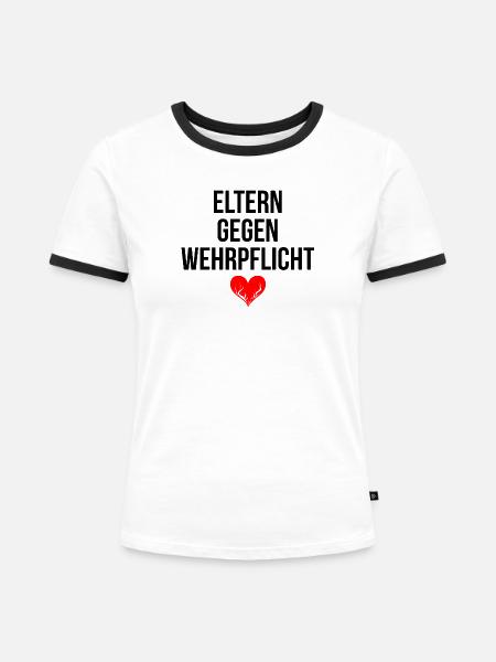 Eltern gegen Wehrpflicht - Frauen Kontrast-T-Shirt - Weiß/Schwarz
