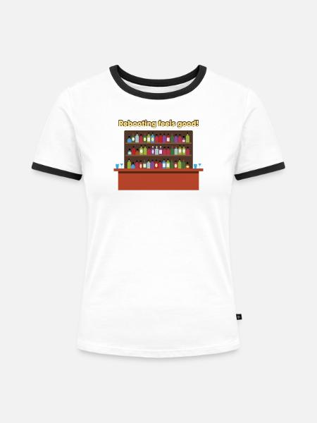 Bunte Bar Neustart - Frauen Kontrast-T-Shirt - Weiß/Schwarz