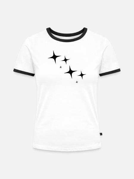 Funkeln - Sterne - Zeichen - Frauen Kontrast-T-Shirt - Weiß/Schwarz