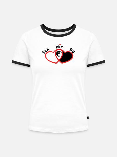 Liebespaar Beziehung Liebe - Frauen Kontrast-T-Shirt - Weiß/Schwarz