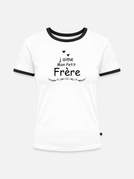 Ich liebe meinen kleinen Bruder - Frauen Kontrast-T-Shirt - Weiß/Schwarz
