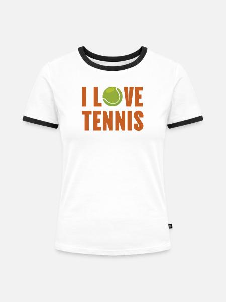 Ich liebe Tennis. - Frauen Kontrast-T-Shirt - Weiß/Schwarz
