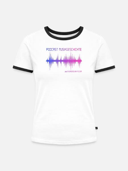 Podcast Musikgeschichte - Frauen Kontrast-T-Shirt - Weiß/Schwarz