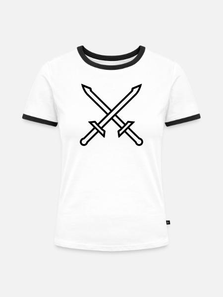 Zwei Schwerter - Frauen Kontrast-T-Shirt - Weiß/Schwarz