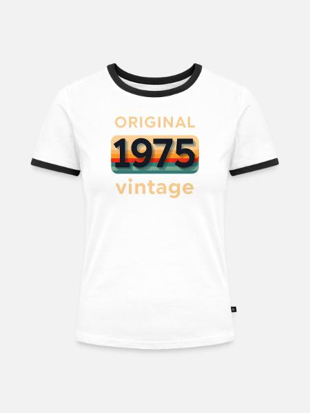 Original 1975 - Frauen Kontrast-T-Shirt - Weiß/Schwarz