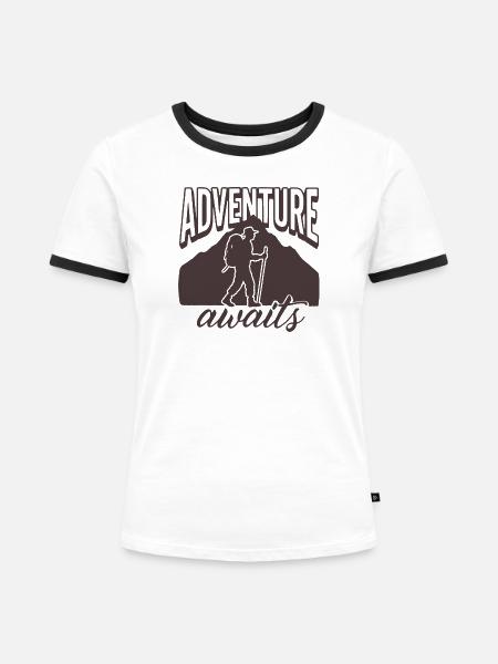 Bergwanderung Abenteuerpfad - Frauen Kontrast-T-Shirt - Weiß/Schwarz