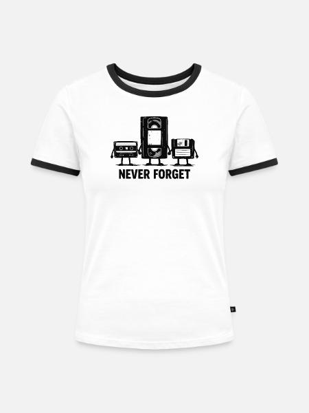 Never Forget Retro Tech - Frauen Kontrast-T-Shirt - Weiß/Schwarz
