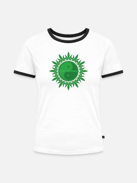 Keep Growing - Frauen Kontrast-T-Shirt - Weiß/Schwarz
