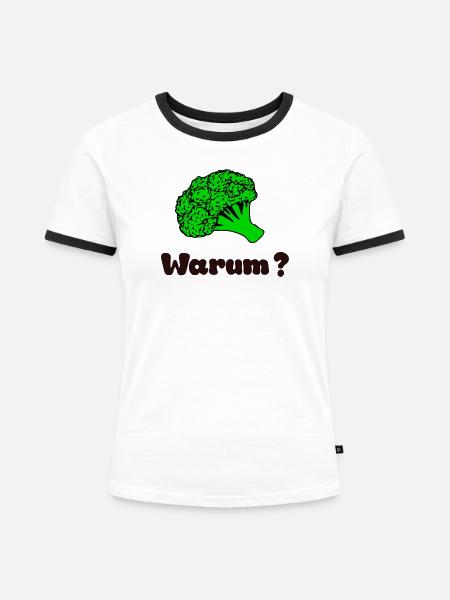 Warum Brokkoli - Frauen Kontrast-T-Shirt - Weiß/Schwarz