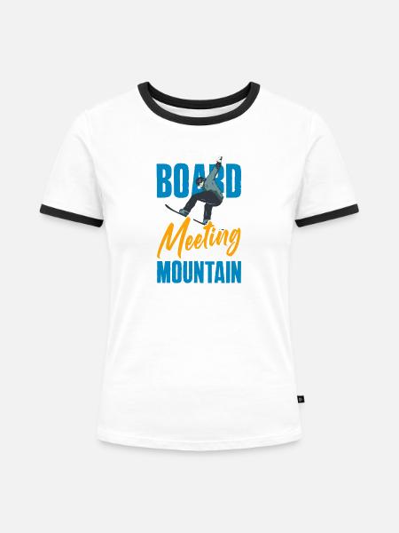 Snowboarden Snowboardtreffen Sessellift - Frauen Kontrast-T-Shirt - Weiß/Schwarz