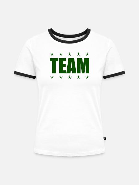 Team mit Sternen - Frauen Kontrast-T-Shirt - Weiß/Schwarz