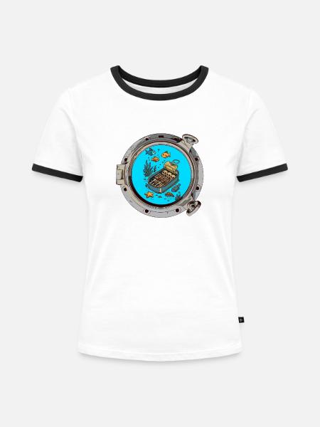 sleeping in a can - Frauen Kontrast-T-Shirt - Weiß/Schwarz