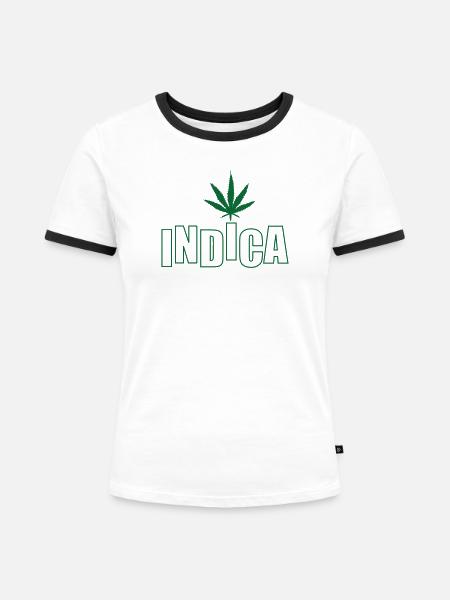 Indica Weed – Cannabis – Chill - Frauen Kontrast-T-Shirt - Weiß/Schwarz
