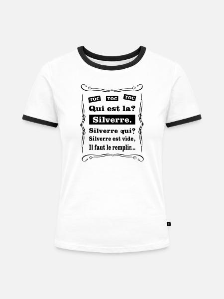 Klopf klopf klopf klopf - Frauen Kontrast-T-Shirt - Weiß/Schwarz