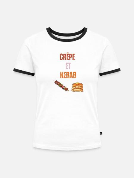 Pfannkuchen- und Kebab-Fusion - Frauen Kontrast-T-Shirt - Weiß/Schwarz