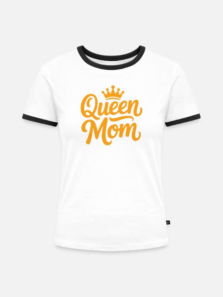 Queen Mom - Frauen Kontrast-T-Shirt - Weiß/Schwarz