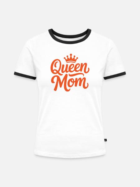 Queen Mom - Frauen Kontrast-T-Shirt - Weiß/Schwarz