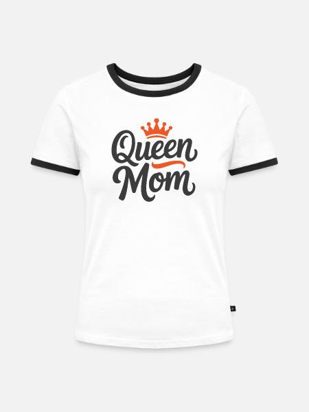 Queen Mom - Frauen Kontrast-T-Shirt - Weiß/Schwarz