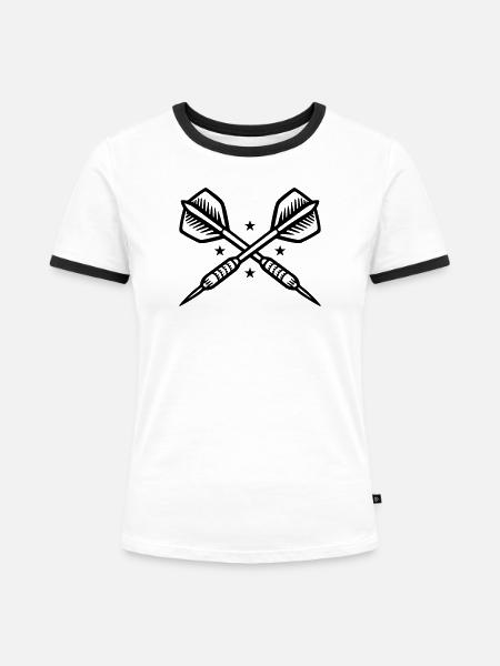 Dartpfeile Symbol - Frauen Kontrast-T-Shirt - Weiß/Schwarz