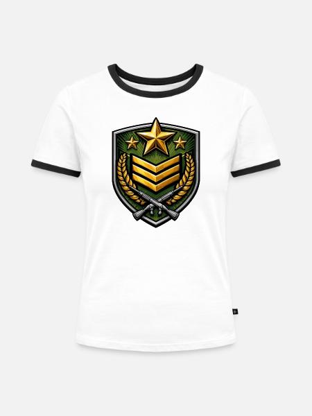 Wappen Schild mit Gewehren - Frauen Kontrast-T-Shirt - Weiß/Schwarz