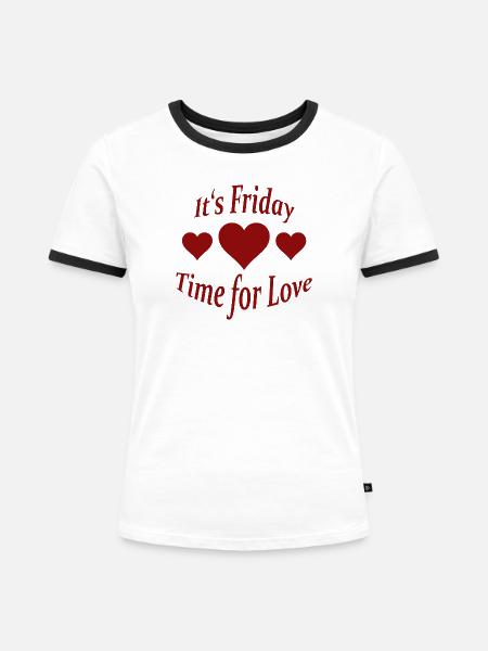 FRIDAY - Frauen Kontrast-T-Shirt - Weiß/Schwarz