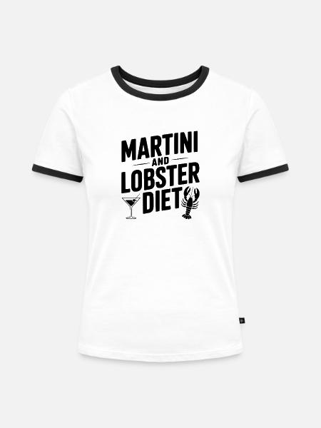 Martini- und Hummerdiät - Frauen Kontrast-T-Shirt - Weiß/Schwarz
