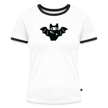 Vermummte Fledermaus – Antifaschismus Antifa - Frauen Kontrast-T-Shirt - Weiß/Schwarz - Vorne - Selfina (174cm)