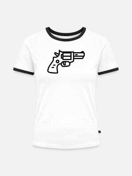 Revolver - Frauen Kontrast-T-Shirt - Weiß/Schwarz
