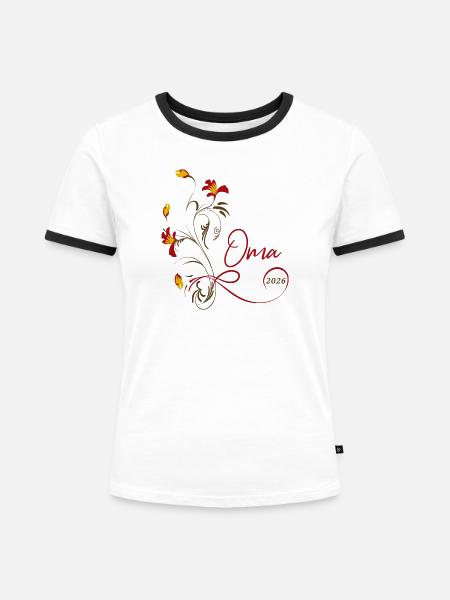 Oma  2026 - Frauen Kontrast-T-Shirt - Weiß/Schwarz