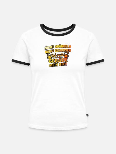 Rette mein bier - Frauen Kontrast-T-Shirt - Weiß/Schwarz