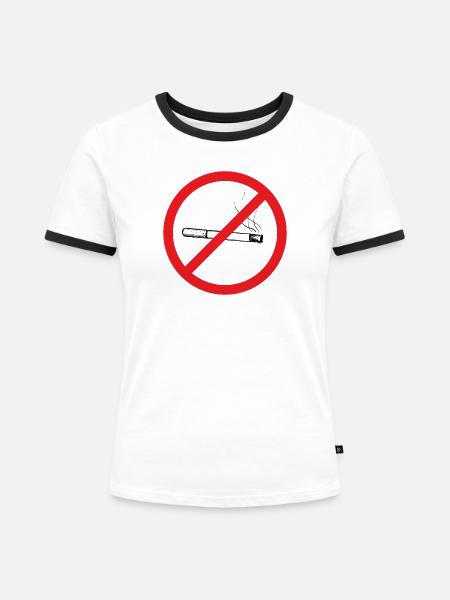 Nichtraucher Zeichen - Illustration - Frauen Kontrast-T-Shirt - Weiß/Schwarz