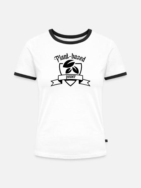 Plant-based power - Frauen Kontrast-T-Shirt - Weiß/Schwarz