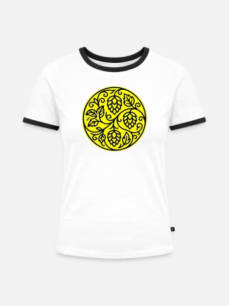 Hopfen Gerste Malz Symbol - Frauen Kontrast-T-Shirt - Weiß/Schwarz