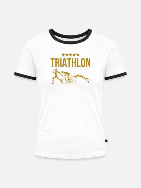 Triathlon - Frauen Kontrast-T-Shirt - Weiß/Schwarz