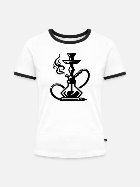 Shisha Hookah - Frauen Kontrast-T-Shirt - Weiß/Schwarz
