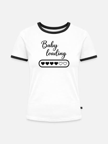 Baby Loading - Frauen Kontrast-T-Shirt - Weiß/Schwarz
