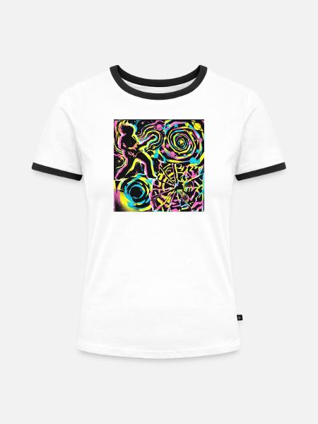 Psychedelic Rock - Frauen Kontrast-T-Shirt - Weiß/Schwarz