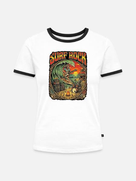 Surf Rock Beach Party - Frauen Kontrast-T-Shirt - Weiß/Schwarz